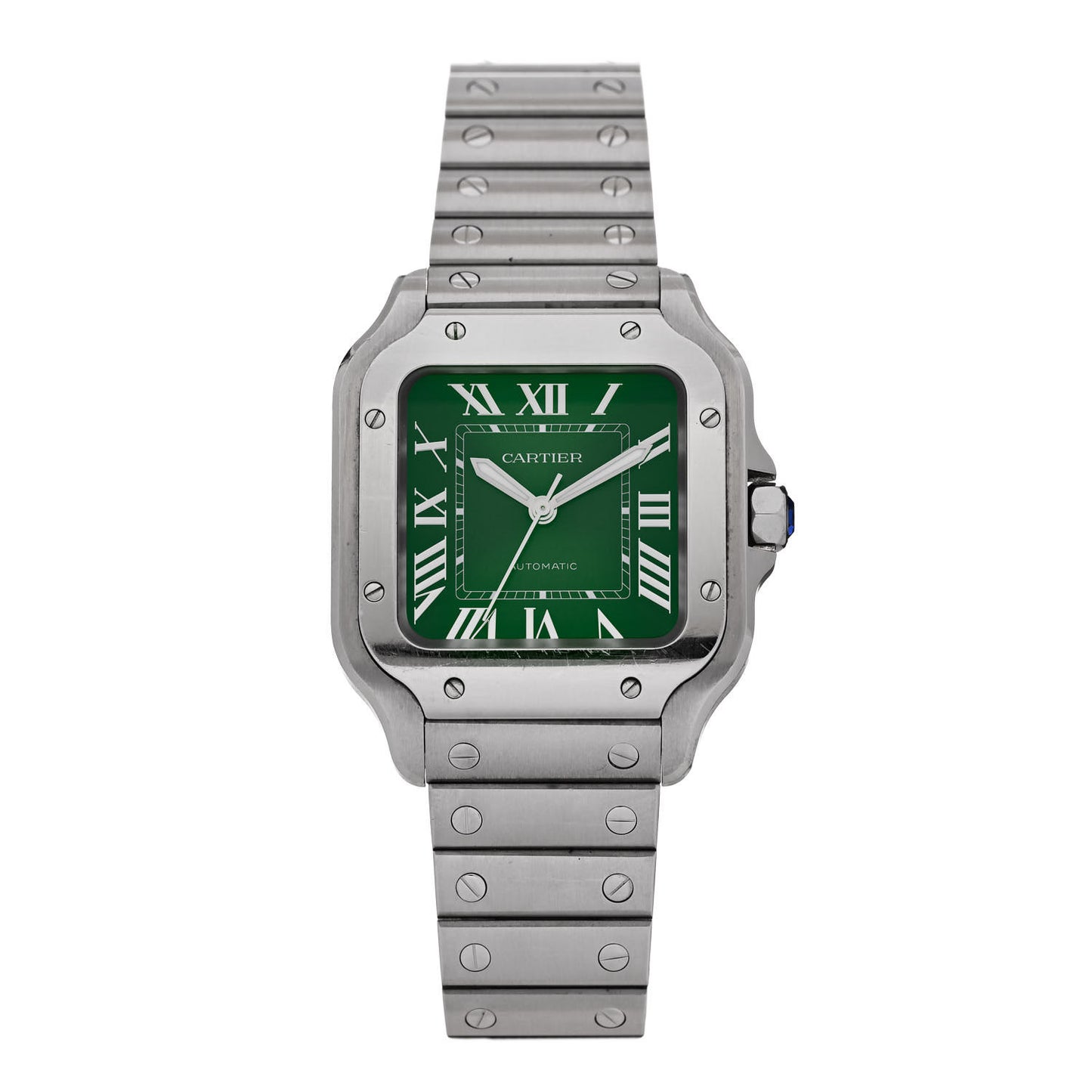 Stainless Steel 35mm Santos de Cartier Automatic Watch Green