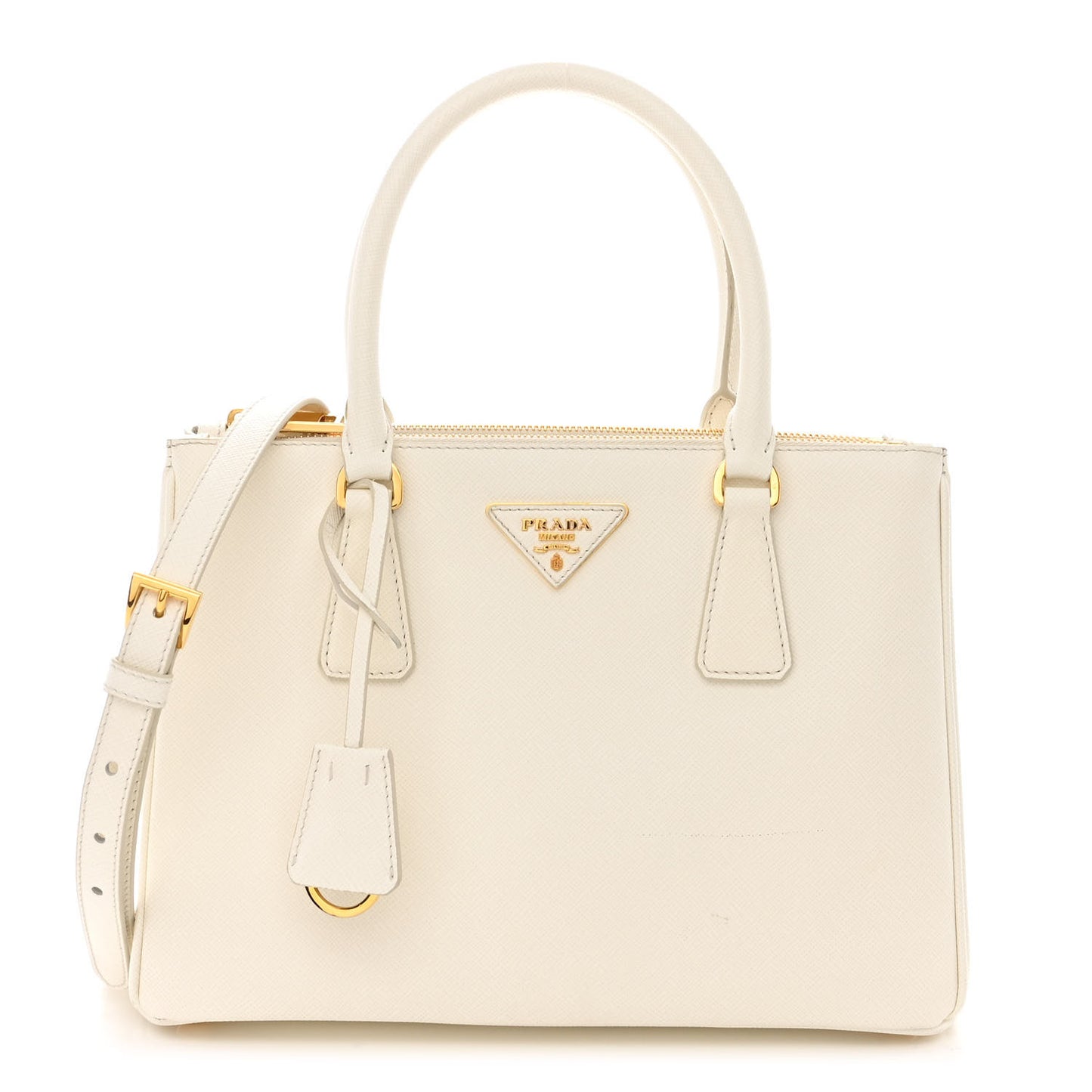 Saffiano Lux Small Galleria Double Zip Tote White