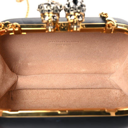 Alexander McQueen Nappa Queen and King Skull Box Chain Clutch Black 5 of 10