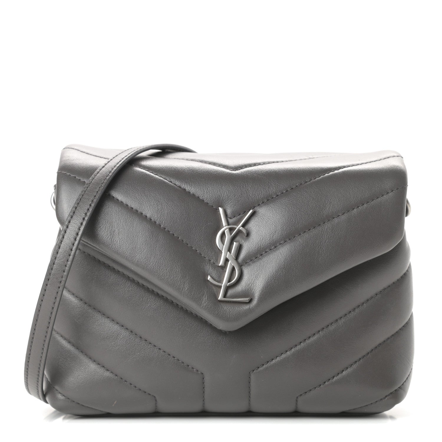 Saint Laurent Calfskin Y Quilted Monogram Toy Loulou Crossbody Bag Storm 1 of 18