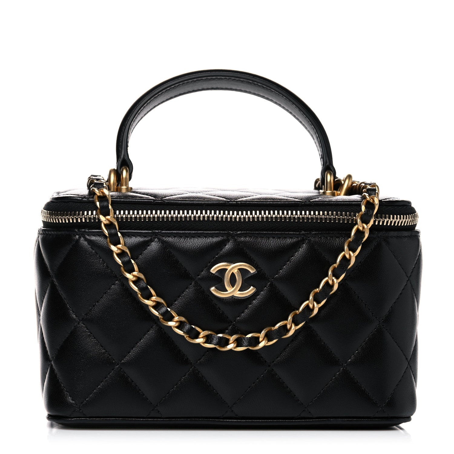 Chanel Lambskin Quilted Small Top Handle Vanity Case With Chain Black 1 of 13