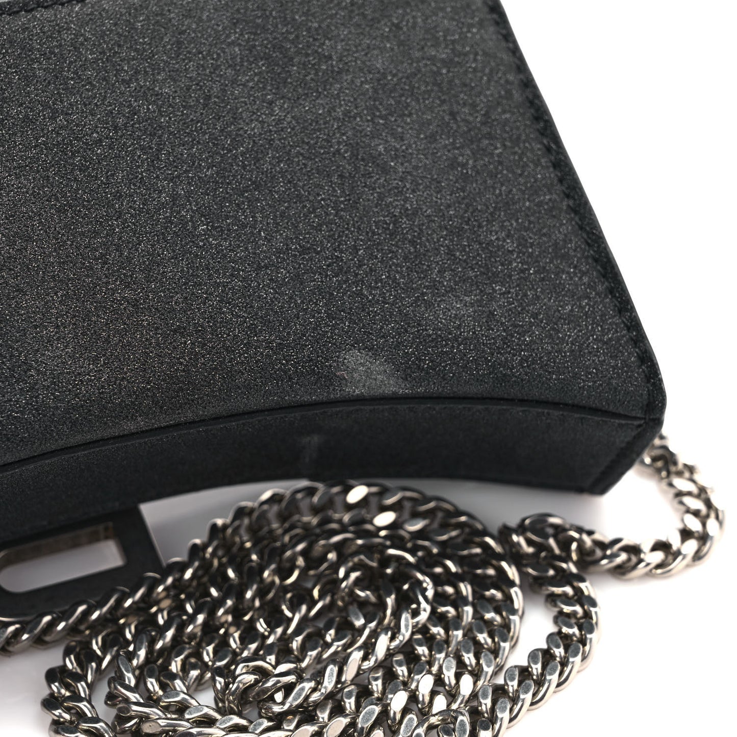 Glitter Fabric Hourglass Chain Bag Black