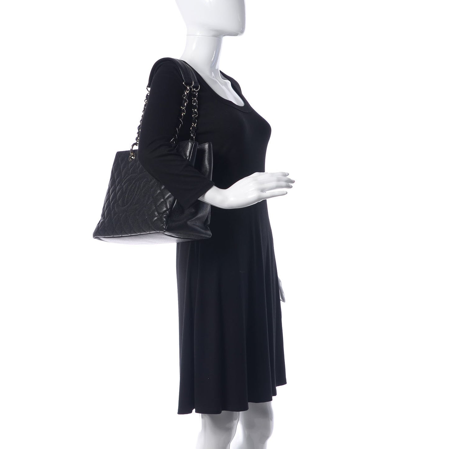 Caviar Quilted Grand Shopping Tote GST Black