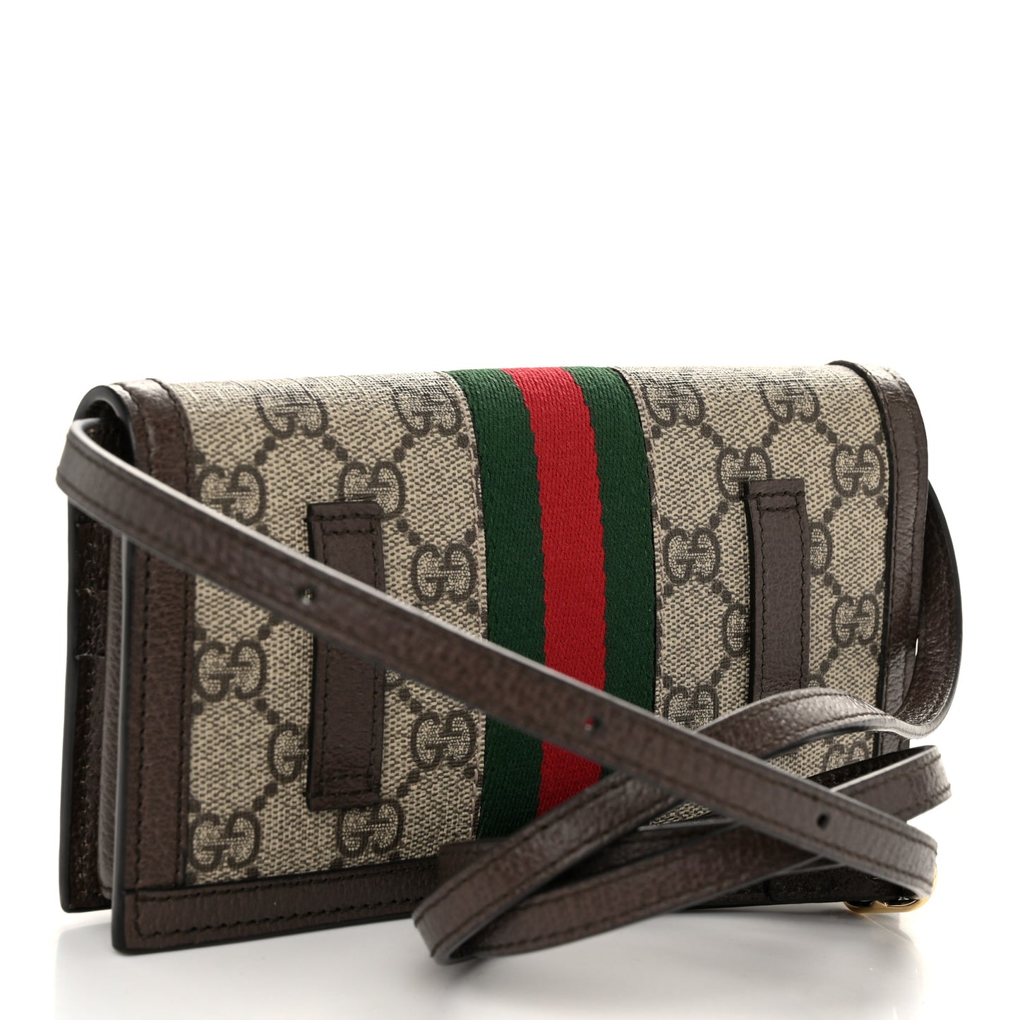 GG Supreme Monogram Web Ophidia Crossbody Wallet Beige New Acero