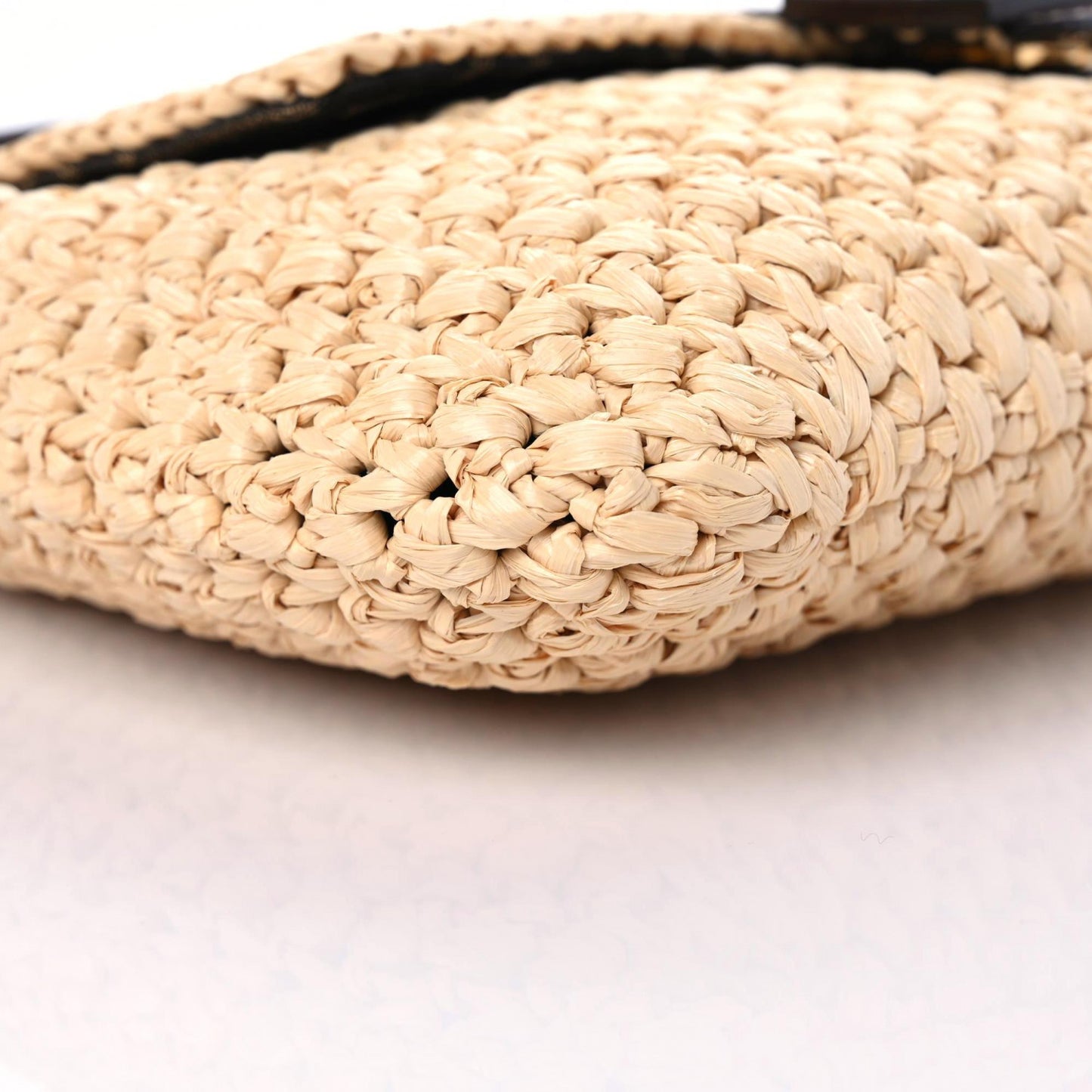 Straw Vitello King Woven Baguette Natural Ghianda