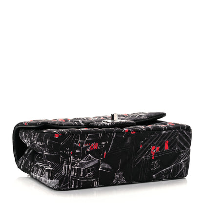 Chanel Fabric Printed Paris Rooftops Quilted Mini Rectangular Flap Black Red White 5 of 30