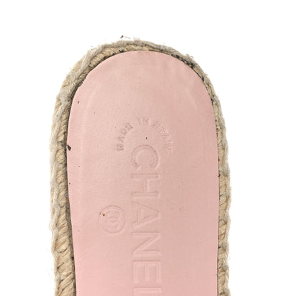 Chanel Mesh Grosgrain Lambskin CC Espadrilles Mule 39 Light Pink Beige 9 of 11
