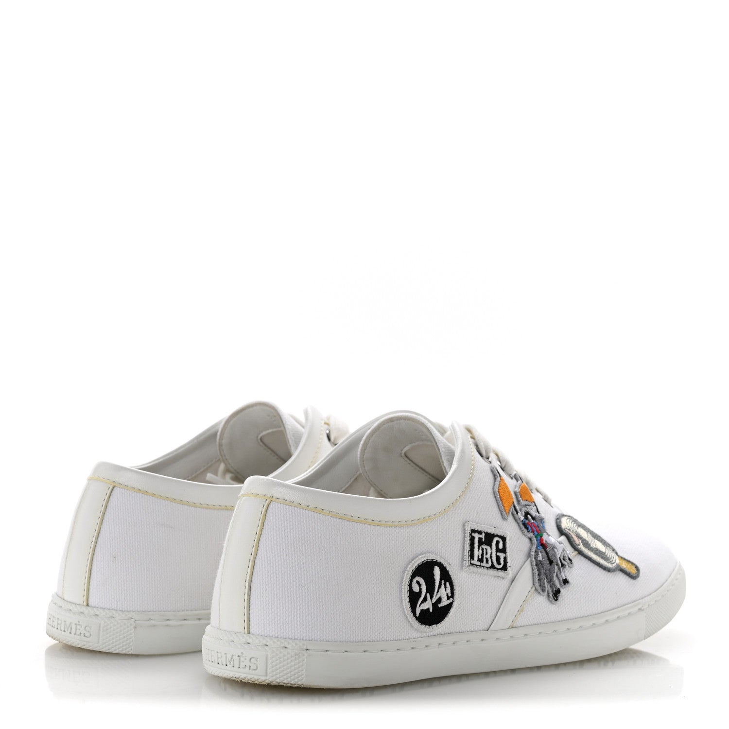 Hermes Canvas Embroidered Innocent Sneakers 37.5 White 5 of 9