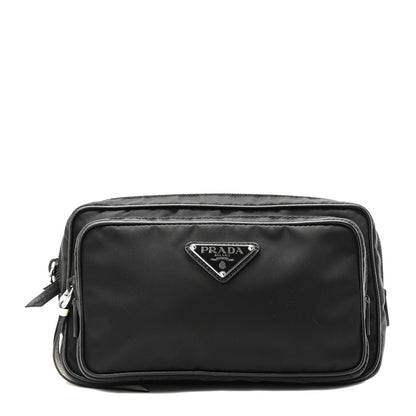 Prada Tessuto Nylon Studded Belt Bag Black White 1 of 10