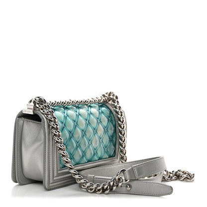 Chanel Metallic Lambskin PVC Quilted Small Boy Flap Blue 3 of 11