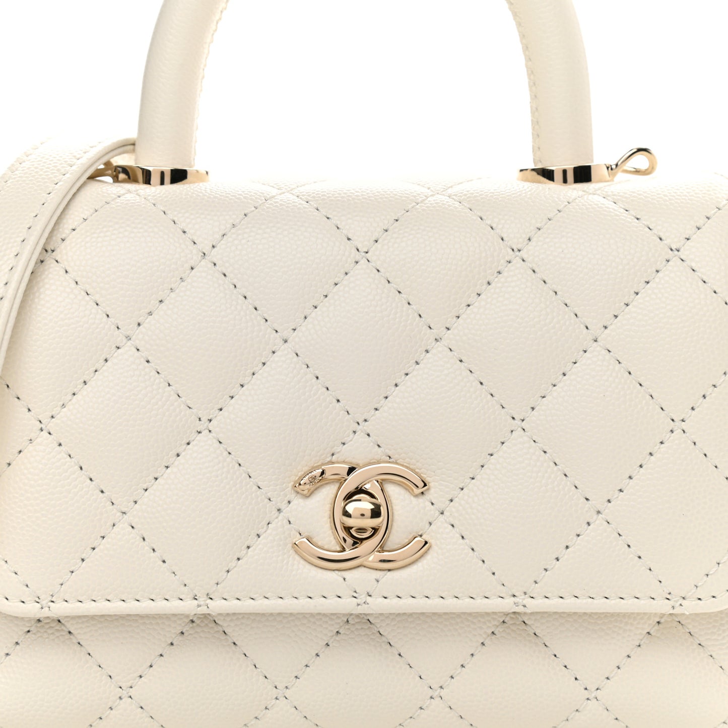 Caviar Quilted Extra Mini Coco Handle Flap White