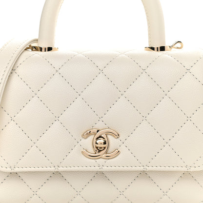 Chanel Caviar Quilted Extra Mini Coco Handle Flap White 8 of 11