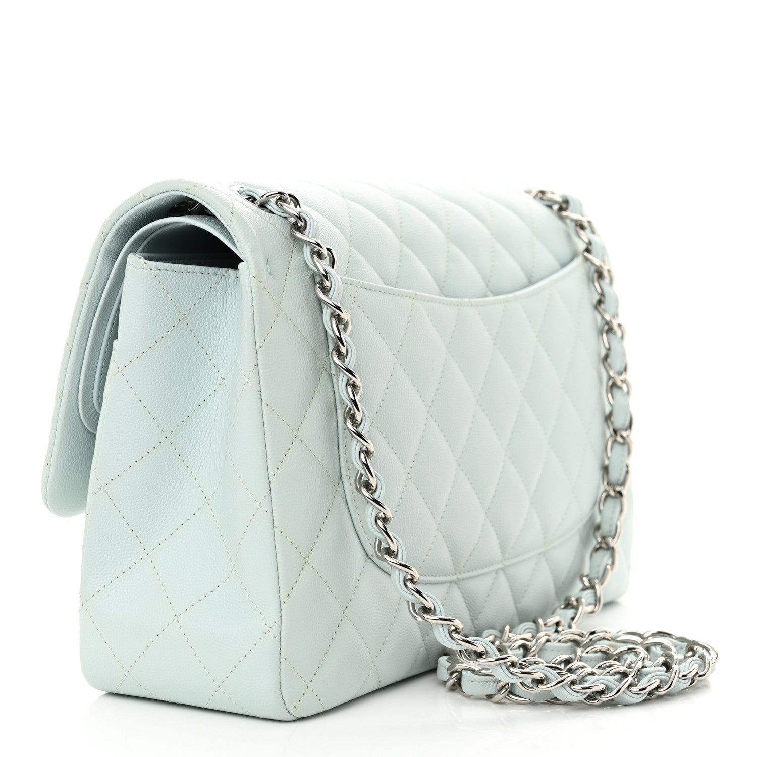 Chanel Caviar Quilted Jumbo Double Flap Light Blue 3 of 11