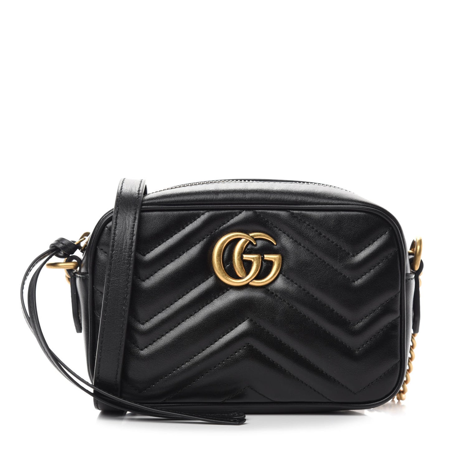 Calfskin Matelasse Mini GG Marmont Chain Shoulder Bag Black