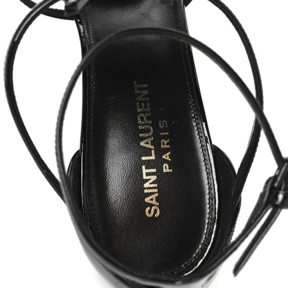 Saint Laurent Patent Cassandra 100 Ankle Strap Sandals 40.5 Black 7 of 10