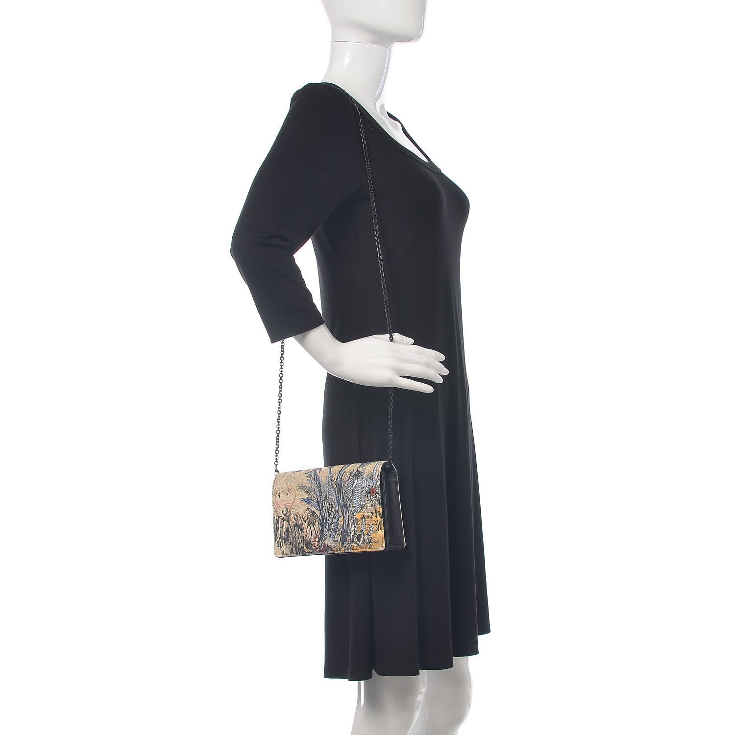 Christian Dior Calfskin Lady Dior Toile De Jouy Clutch Denim Blue 2 of 15