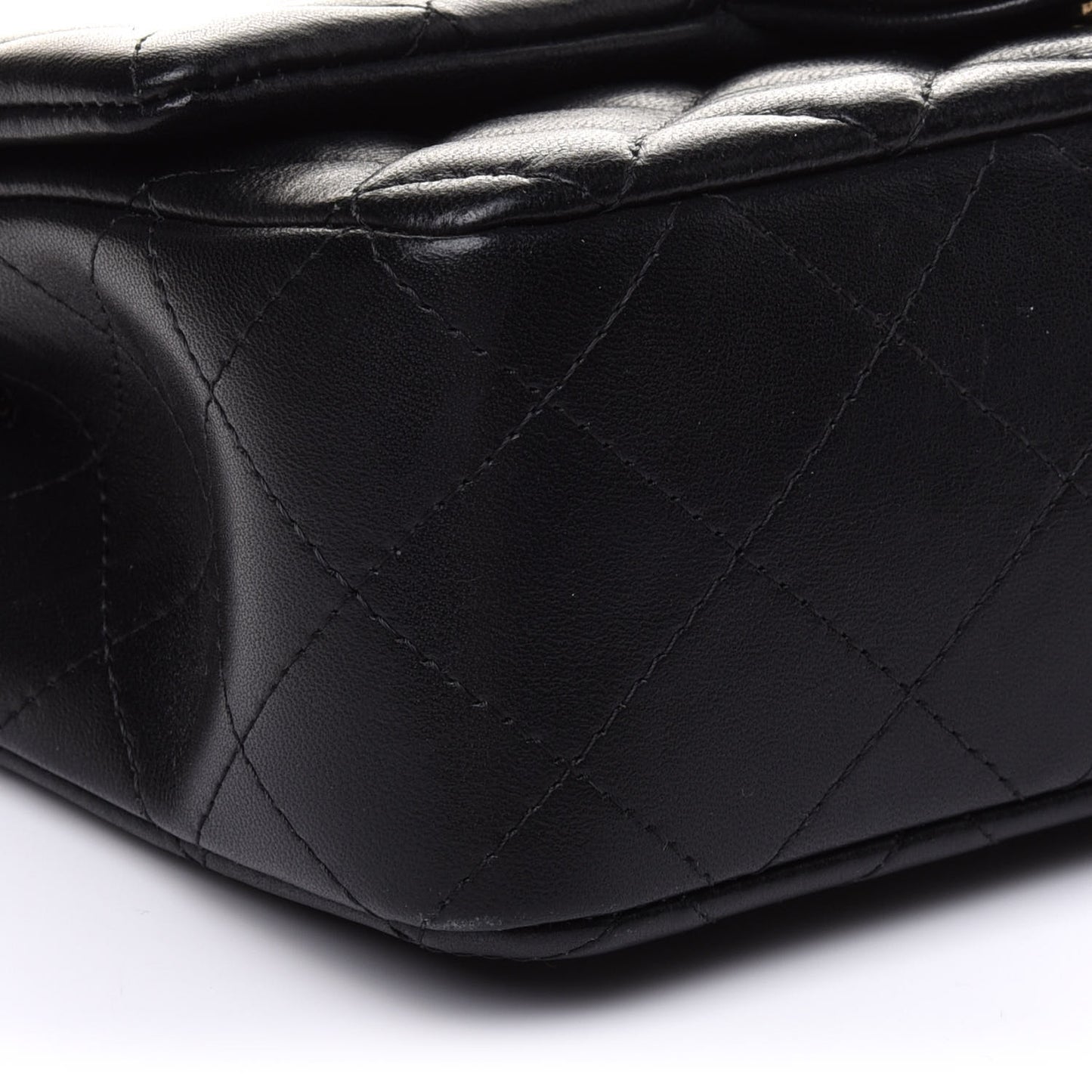 Lambskin Quilted Mini Rectangular Flap Black