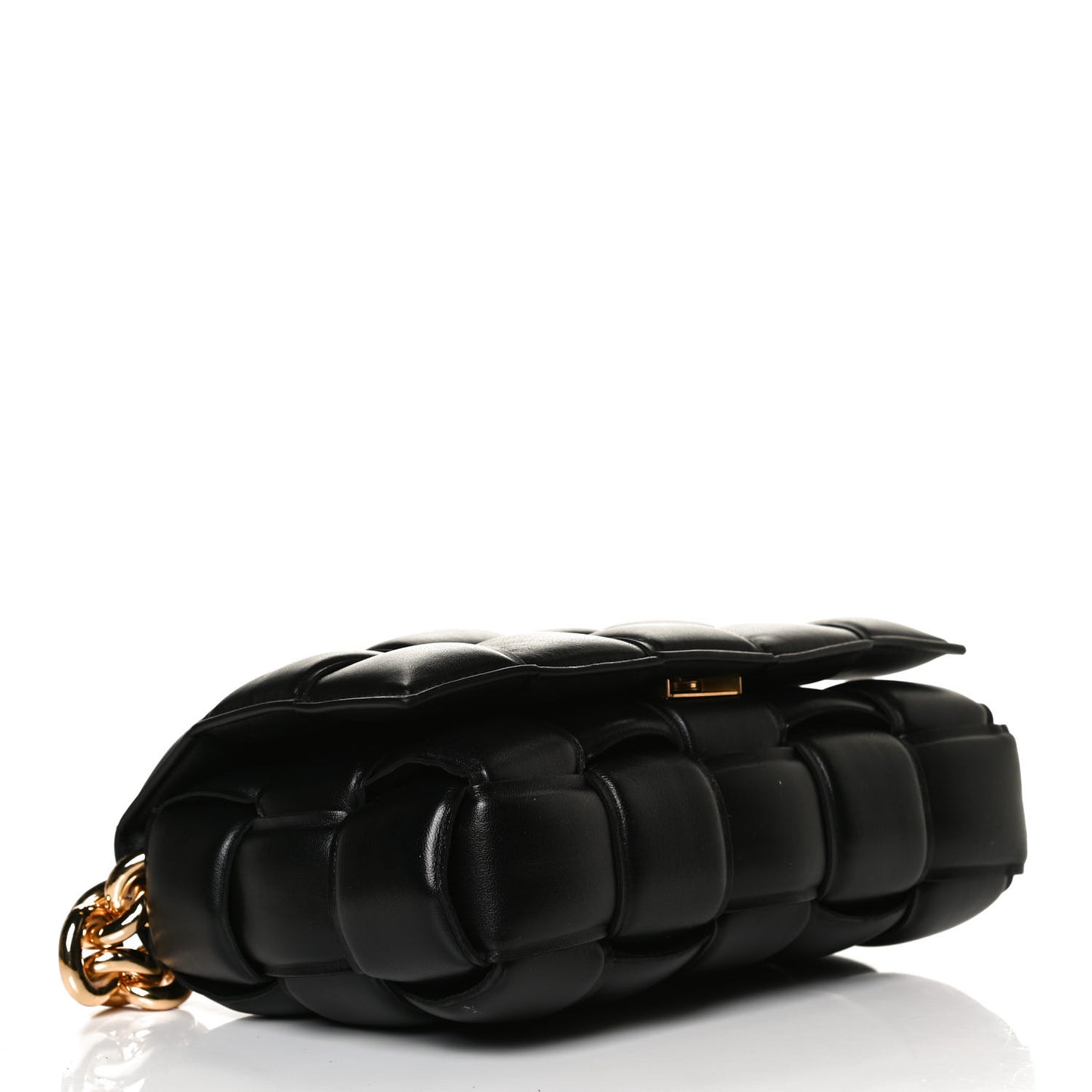 Lambskin Maxi Intreccio Padded Chain Cassette Crossbody Bag Black