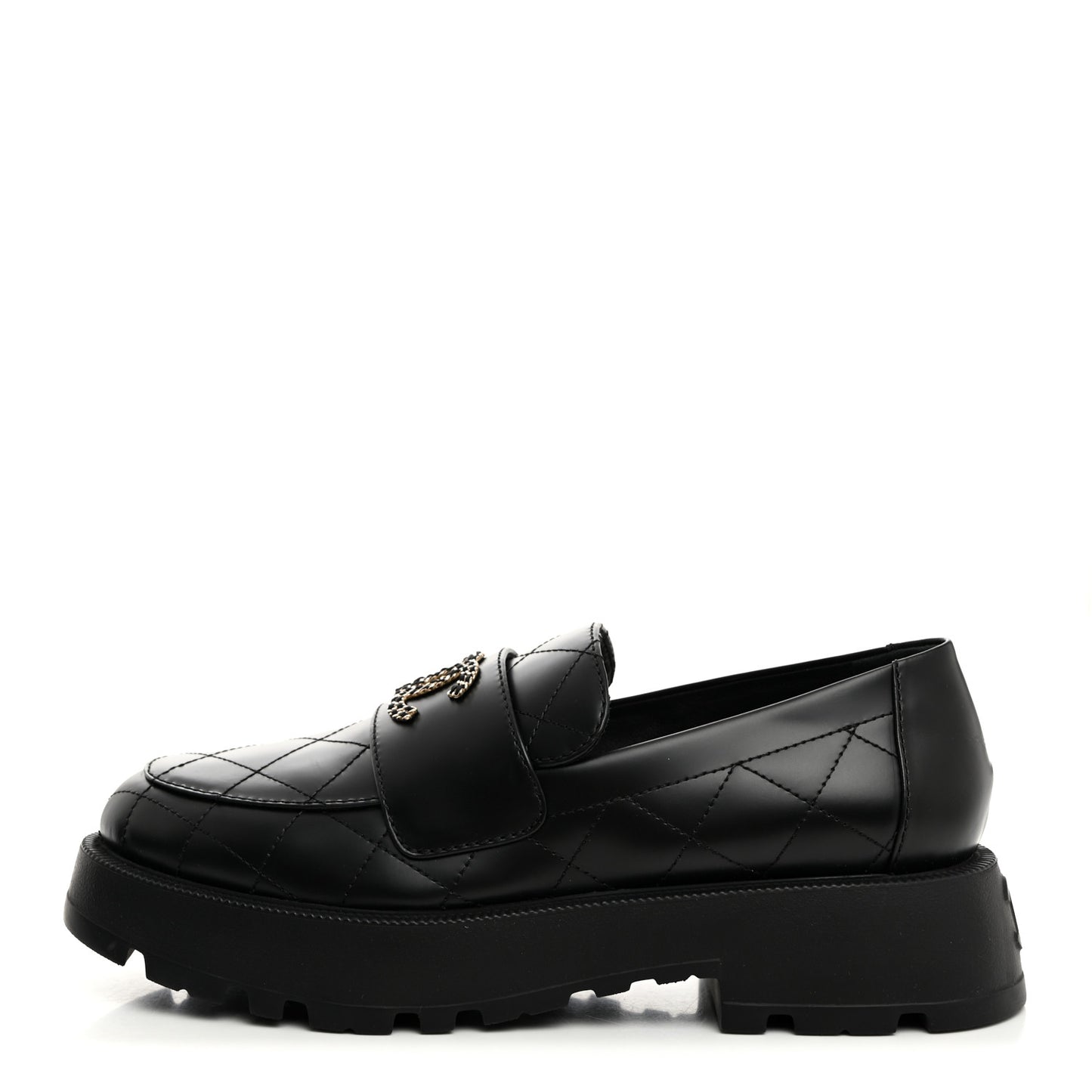Calfskin Stitched CC Loafers 40.5 Black