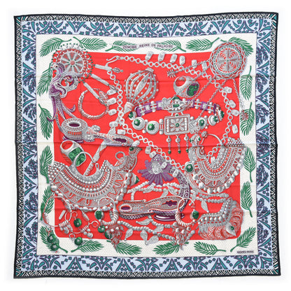 Hermes Cashmere Silk Zenobie Reine de Palmyre Shawl 140 Rouge Gris Vert 1 of 13