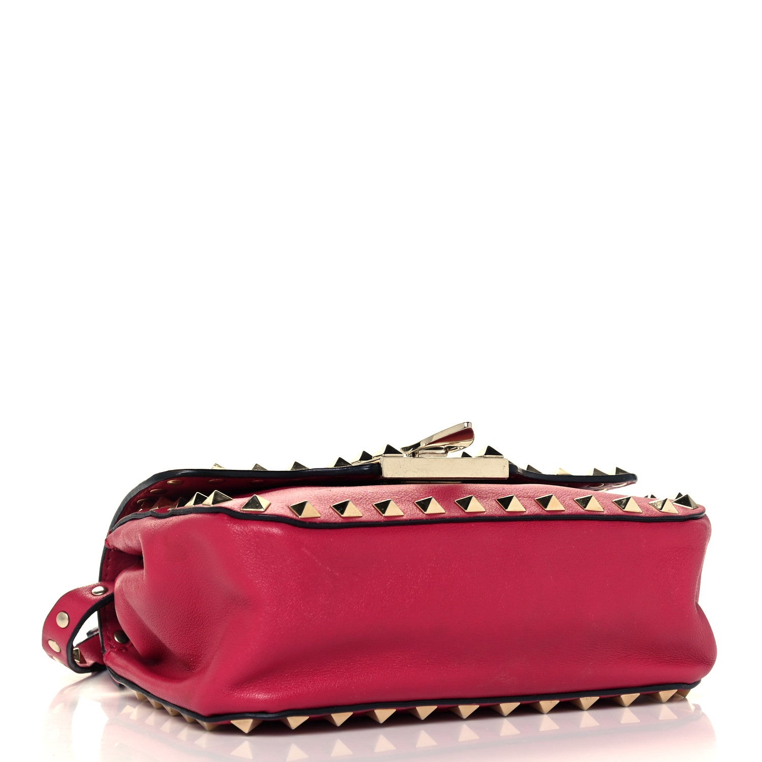 Valentino Garavani Vitello Mini Rockstud Flap Saddle Crossbody Bag Cyclamin 4 of 12