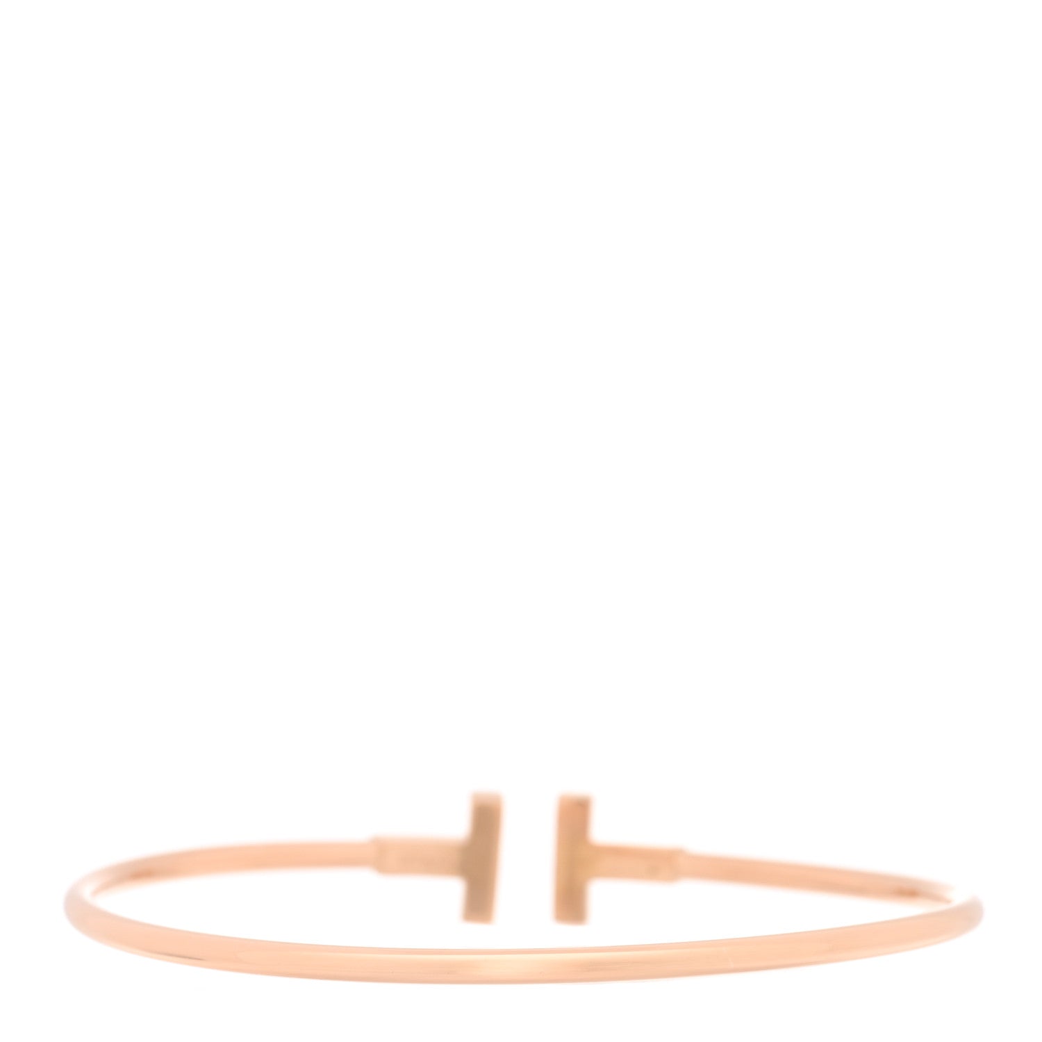 Tiffany 18K Rose Gold Diamond Pink Sapphire T Wire Bracelet 2 of 4