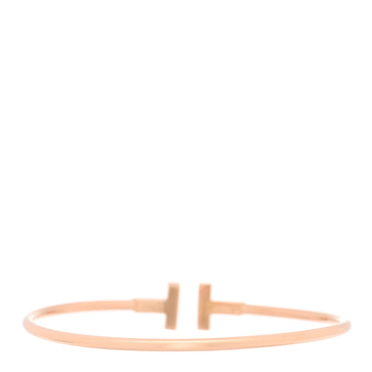 Tiffany 18K Rose Gold Diamond Pink Sapphire T Wire Bracelet 2 of 4