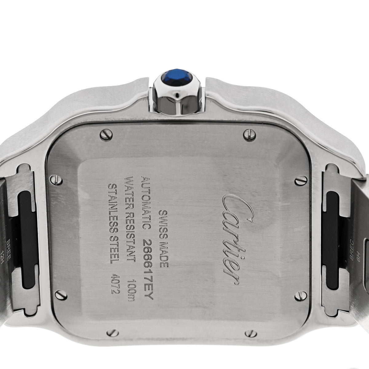 Stainless Steel Alligator 39.8mm Santos De Cartier Automatic Watch Blue