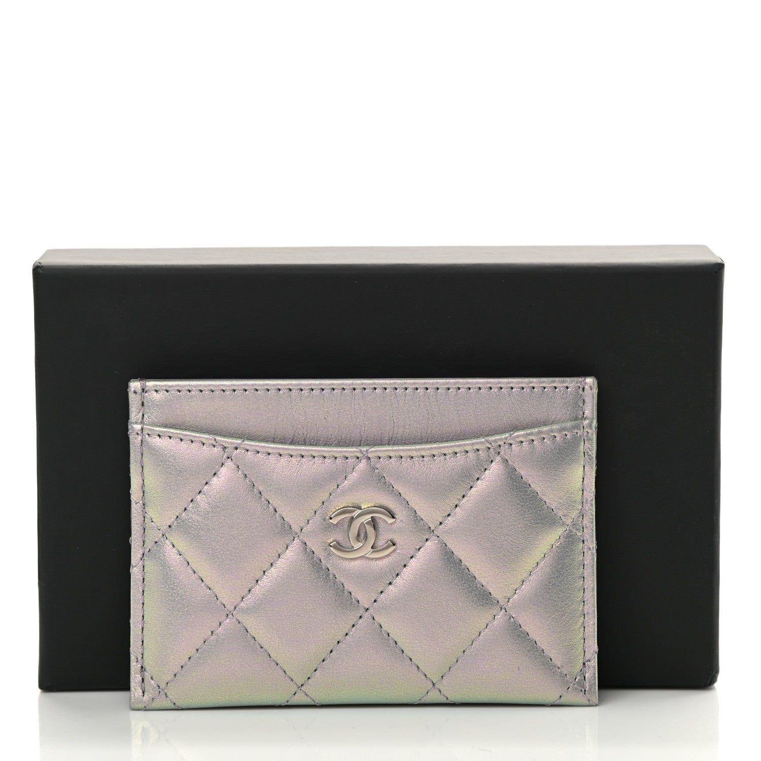 Chanel Iridescent Calfskin Quilted Card Holder Light Purple 9 of 9