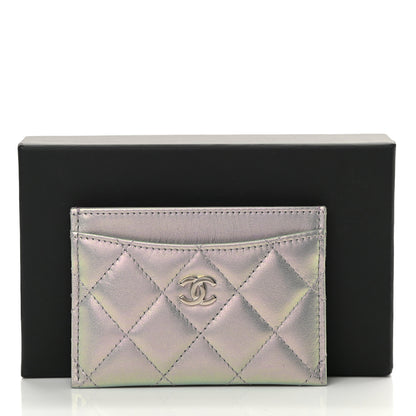Chanel Iridescent Calfskin Quilted Card Holder Light Purple 9 of 9