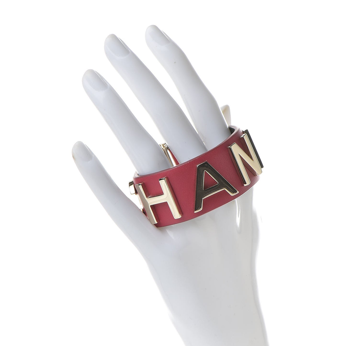 Calfskin Logo Cuff Bracelet S Pink Gold