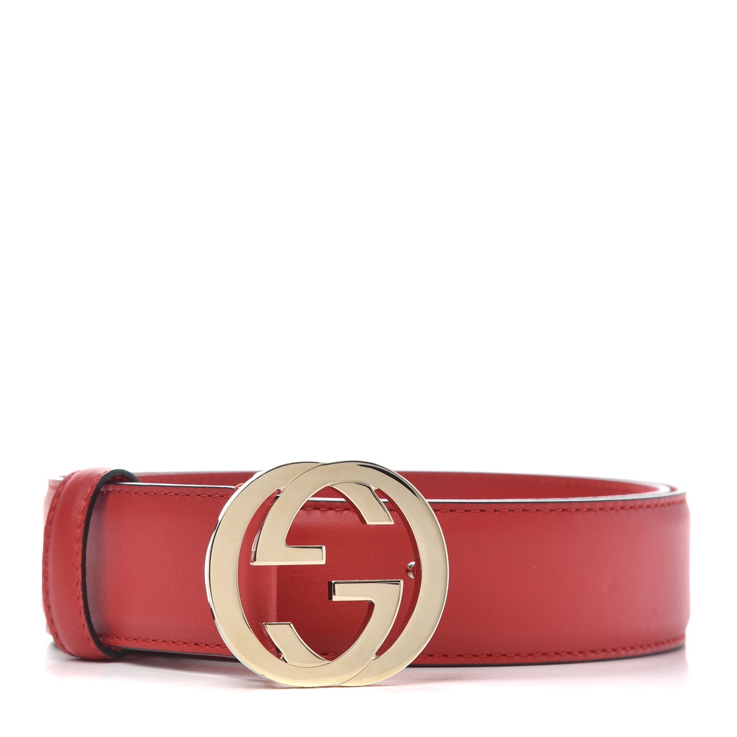 Moon Calfskin Interlocking G 37mm Belt 85 34 Vibrant Red