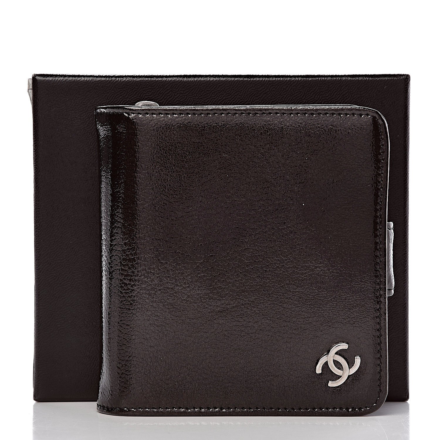 Chanel Patent Goatskin Compact French Wallet Brown 10 of 10