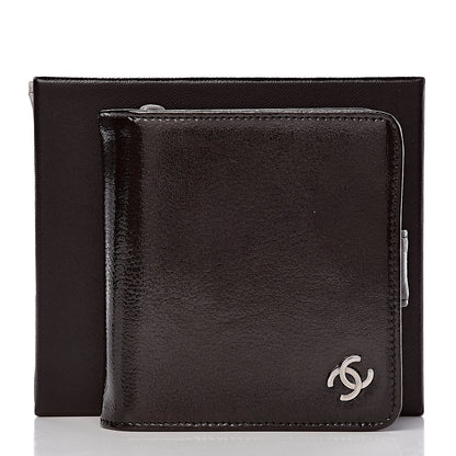 Chanel Patent Goatskin Compact French Wallet Brown 10 of 10