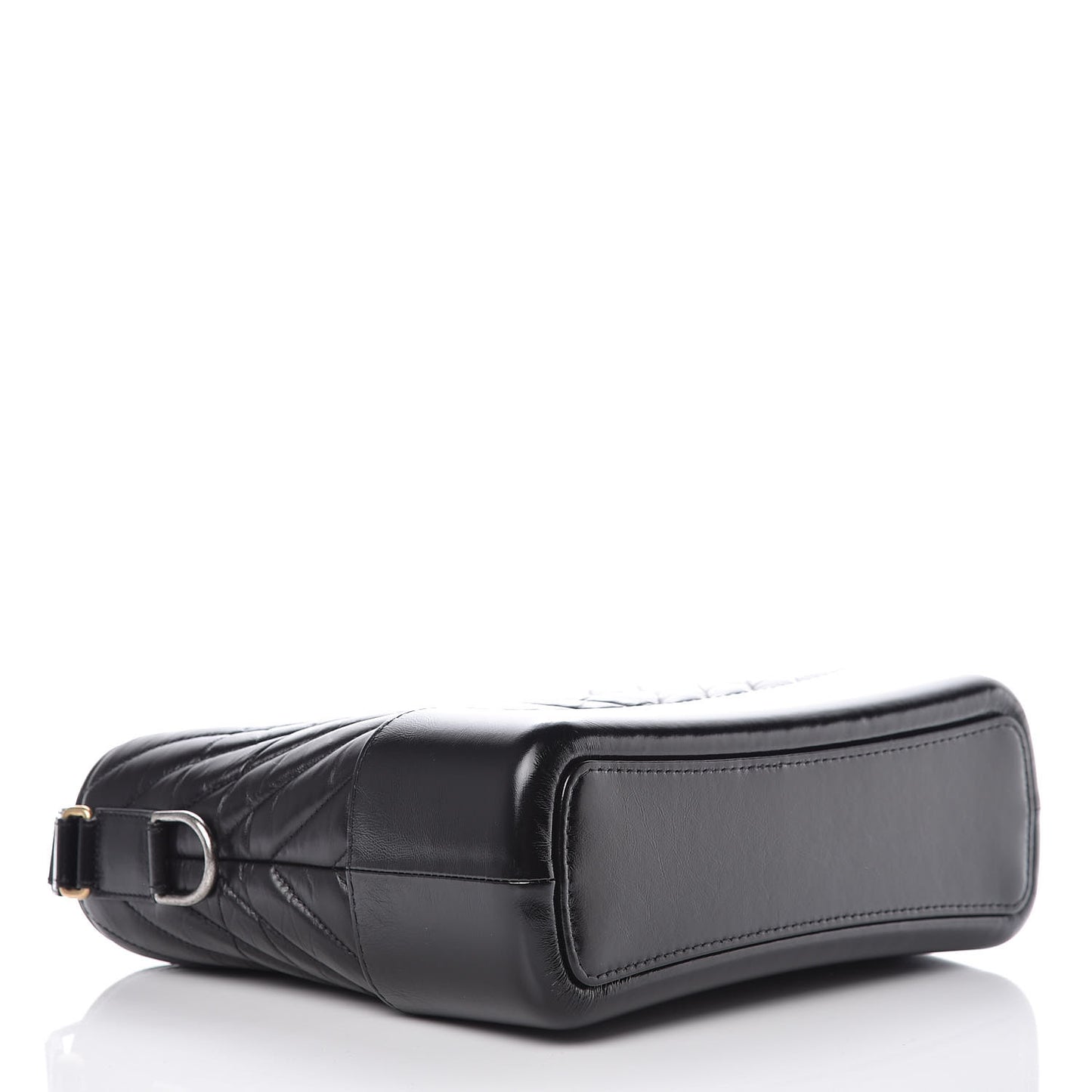 Aged Calfskin Chevron Quilted Medium Gabrielle Hobo Black
