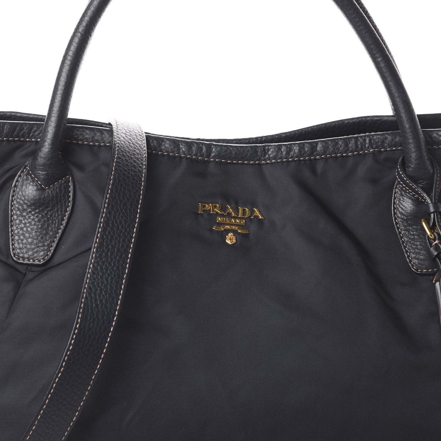 Prada Tessuto Nylon Vitello Daino Tote Blue 9 of 9