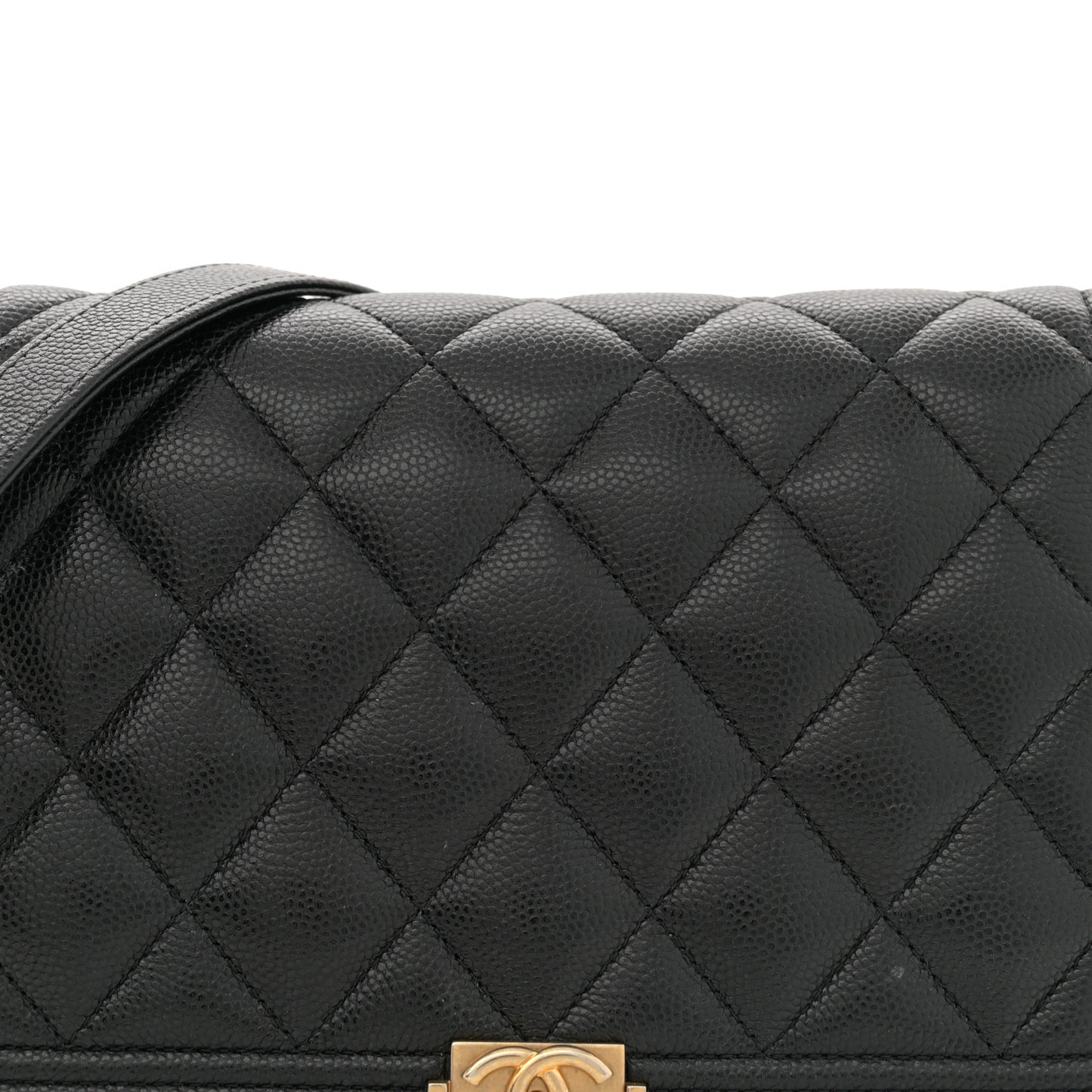 Caviar Quilted Boy Wallet On Chain WOC Black