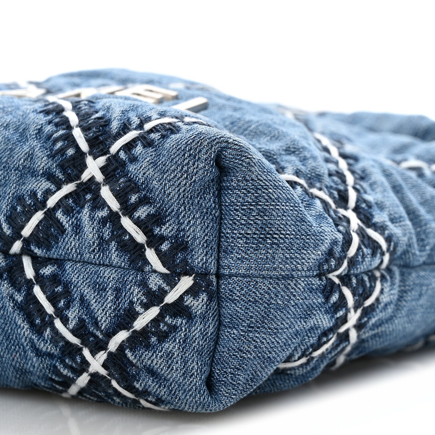 Denim Stitched Quilted Mini Chanel 22 Blue