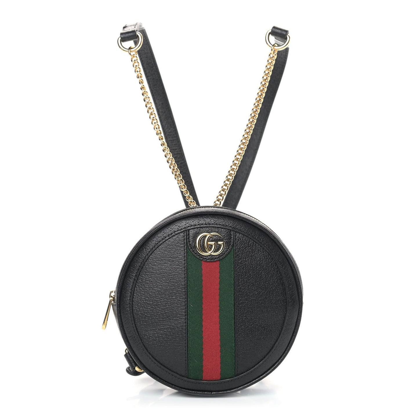 Grained Calfskin Web Mini Ophidia Round Backpack Black