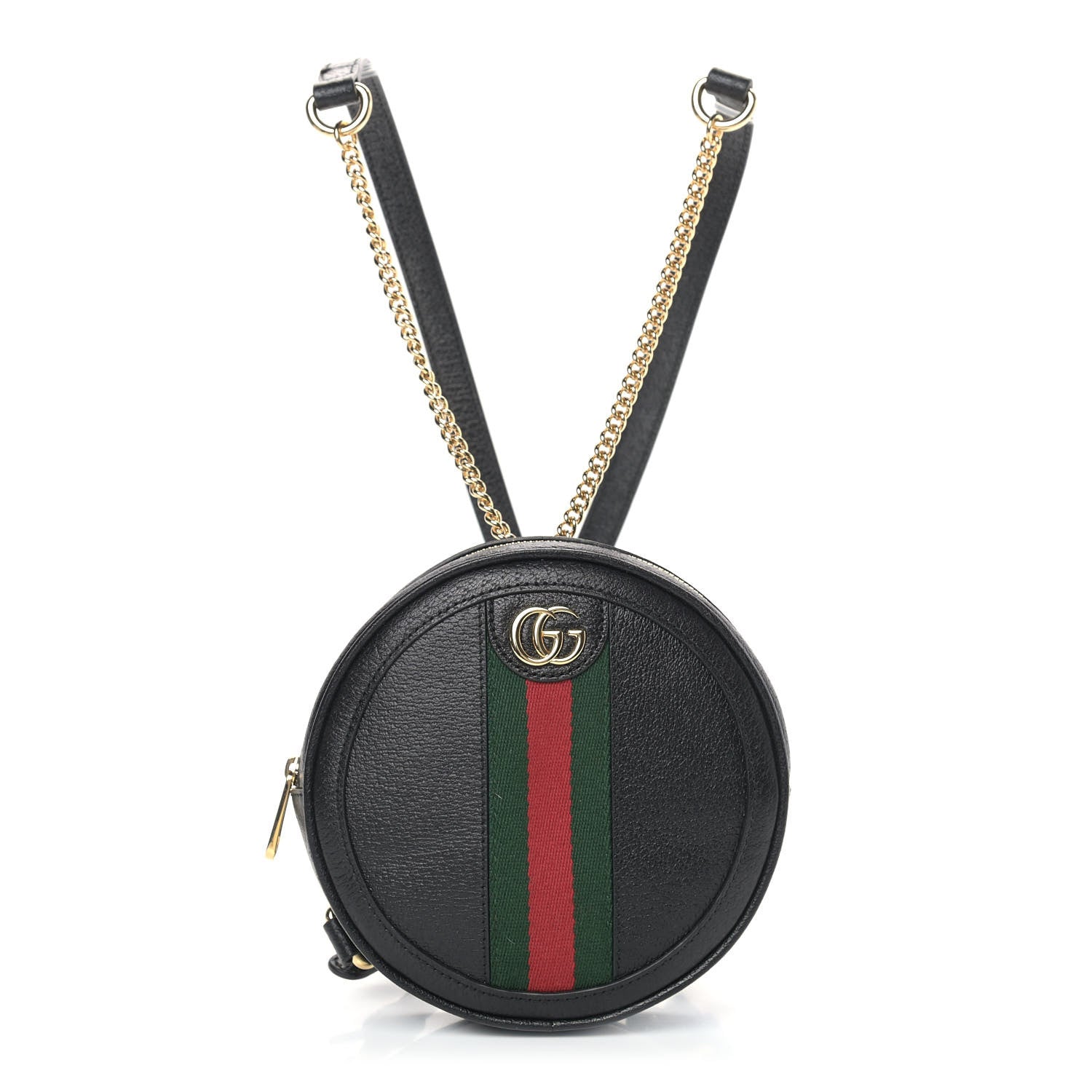 Gucci Grained Calfskin Web Mini Ophidia Round Backpack Black 1 of 10