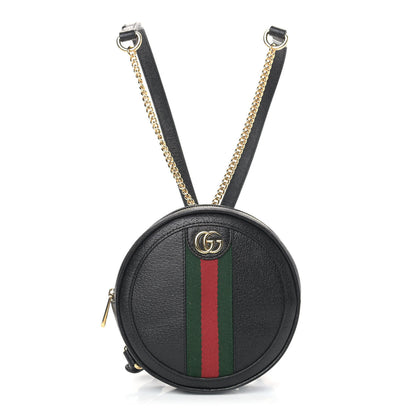 Gucci Grained Calfskin Web Mini Ophidia Round Backpack Black 1 of 10