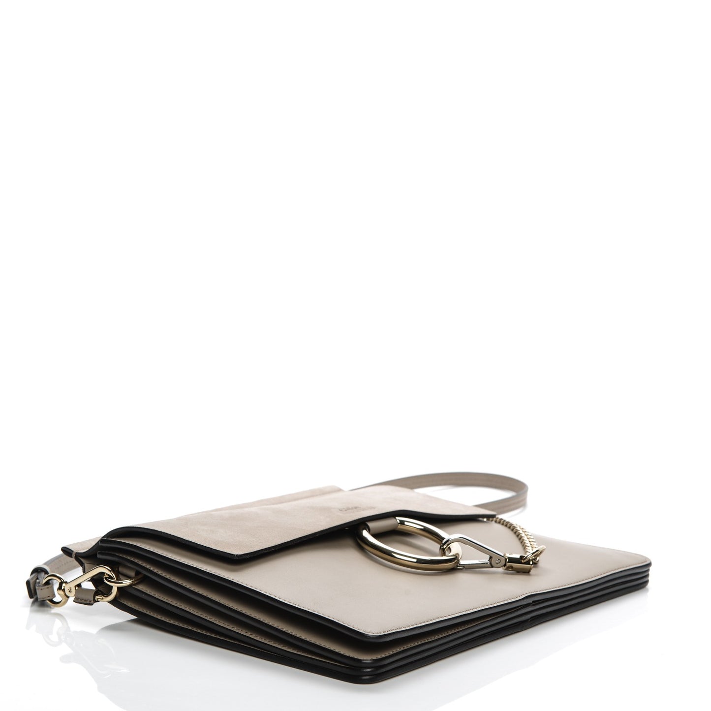 Calfskin Suede Medium Faye Shoulder Bag Motty Grey