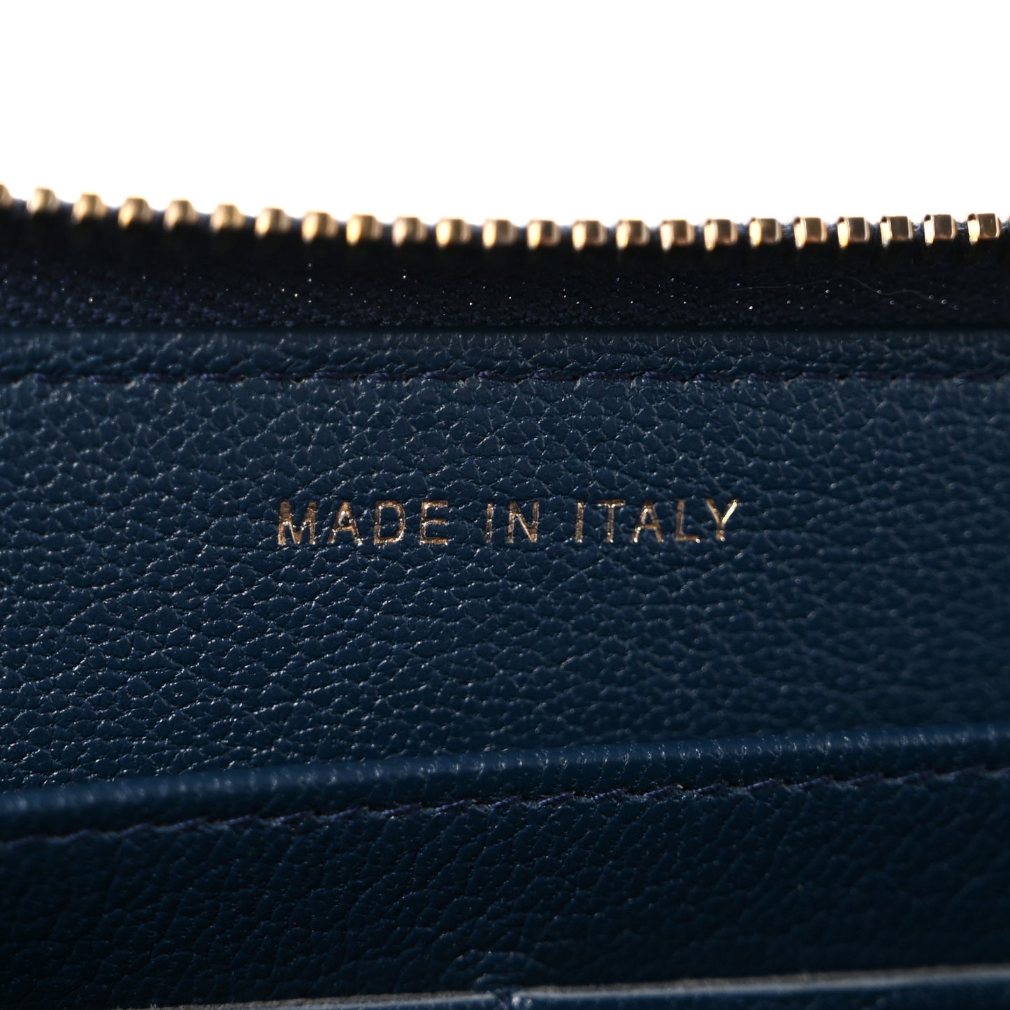 Patent Calfskin Quilted Large Gusset Zip Around Wallet Blue Blue