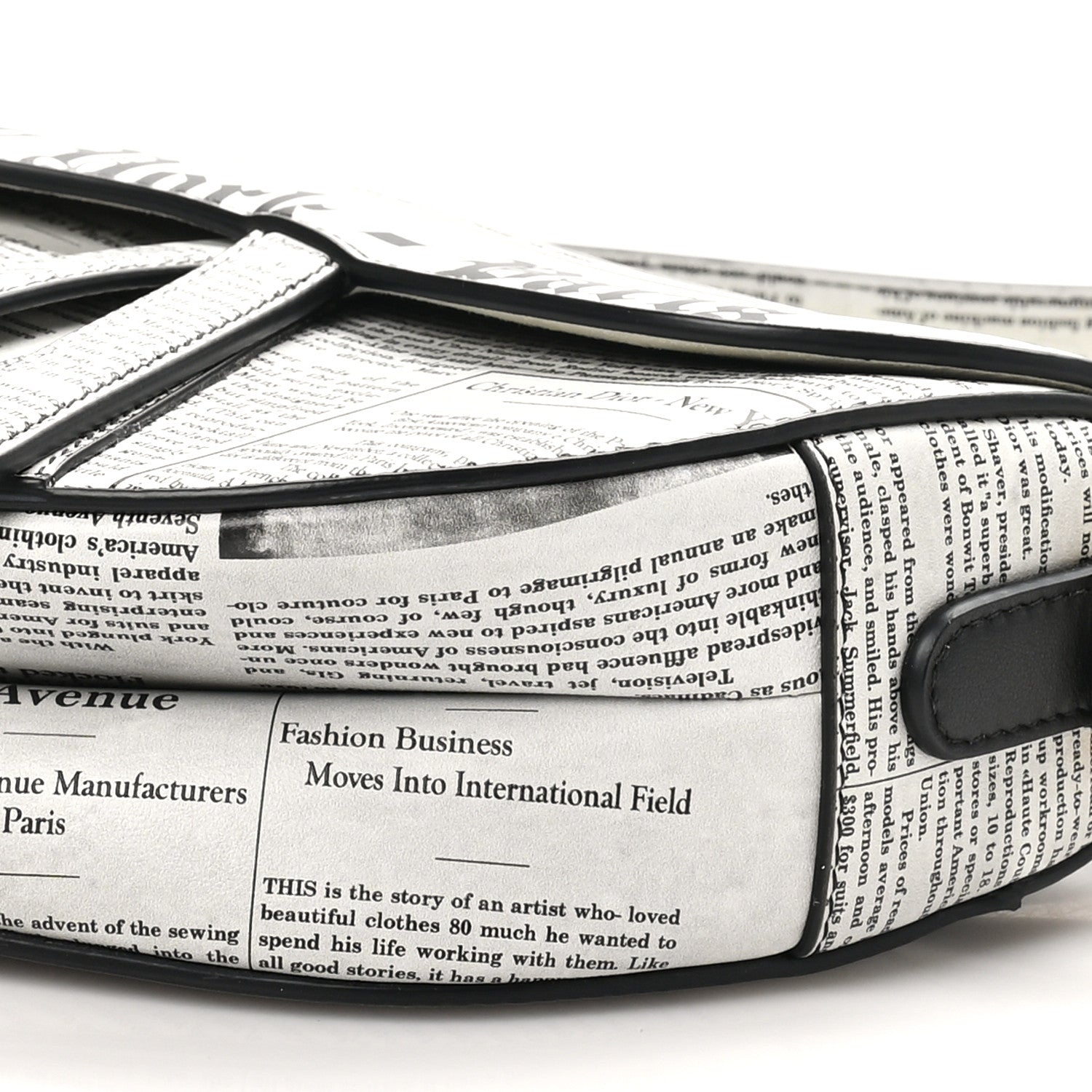 Christian Dior Calfskin Newspaper Printed Saddle Bag With Strap Black White 10 of 10