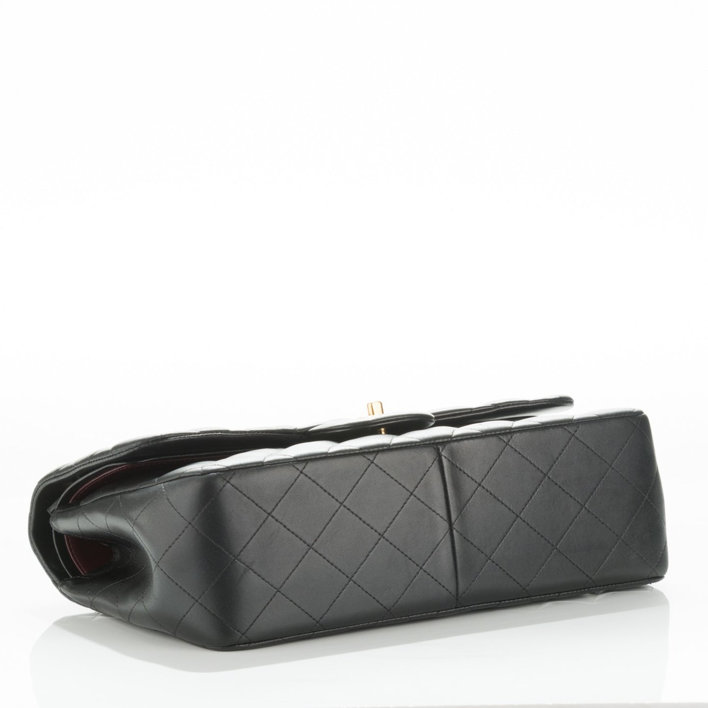 Lambskin Quilted Jumbo Double Flap Black