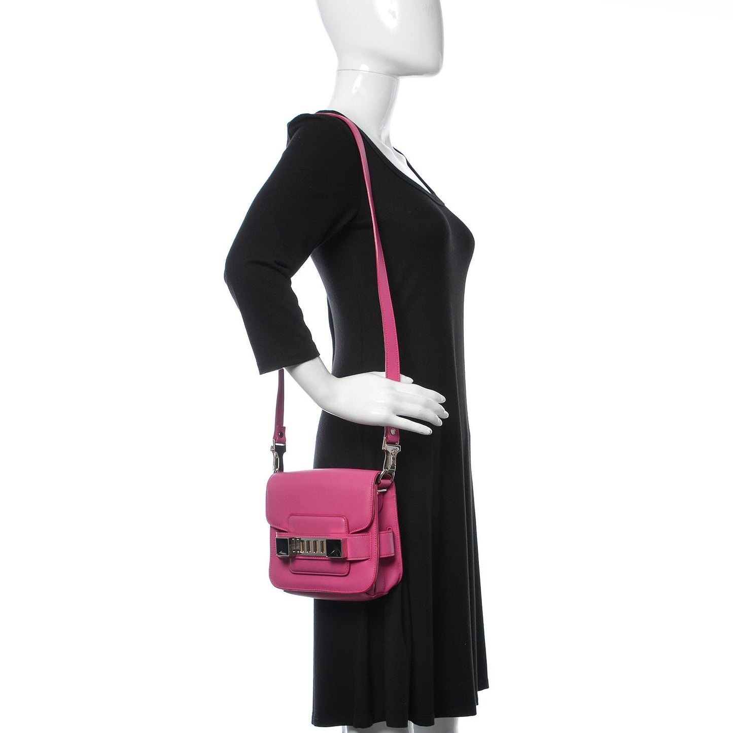 Smooth Calfskin Tiny PS11 Classic Shoulder Bag Fuxia
