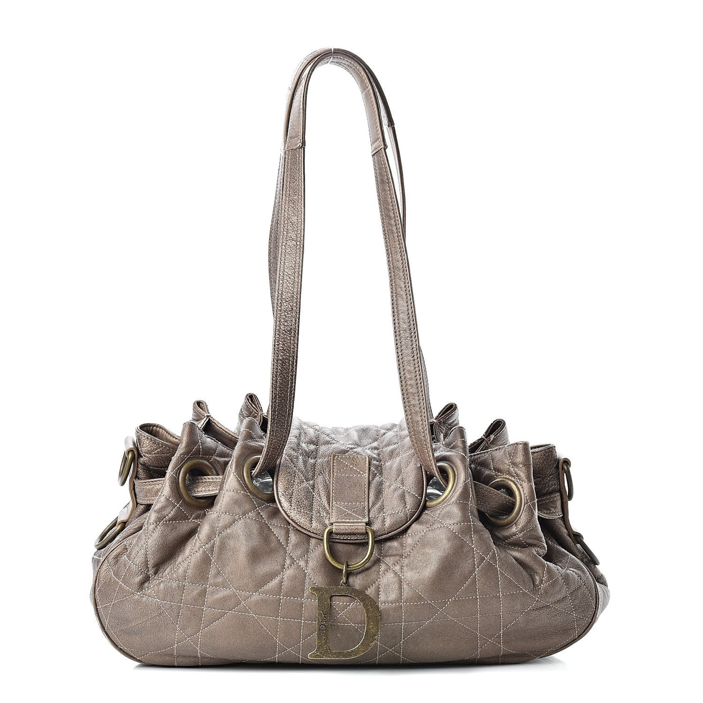 Lambskin Cannage Drawstring Bag Bronze