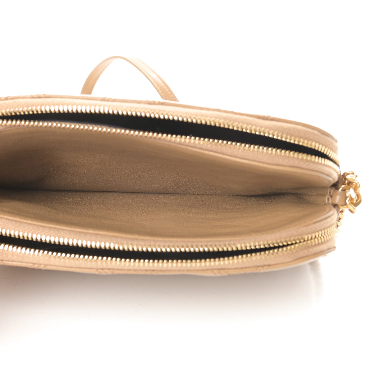 Saint Laurent Grained Lambskin Quilted Mini Becky Double Zip Bag Natural Tan 6 of 12