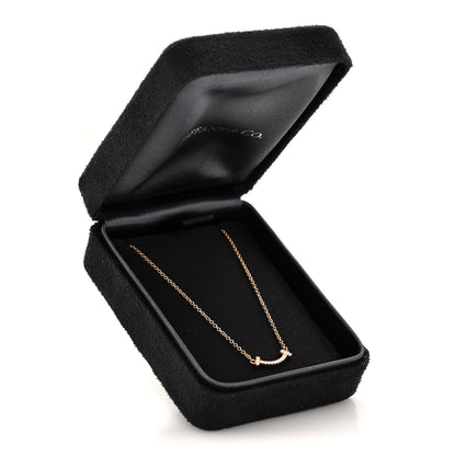 Tiffany 18K Rose Gold Diamond Mini T Smile Pendant Necklace 7 of 7