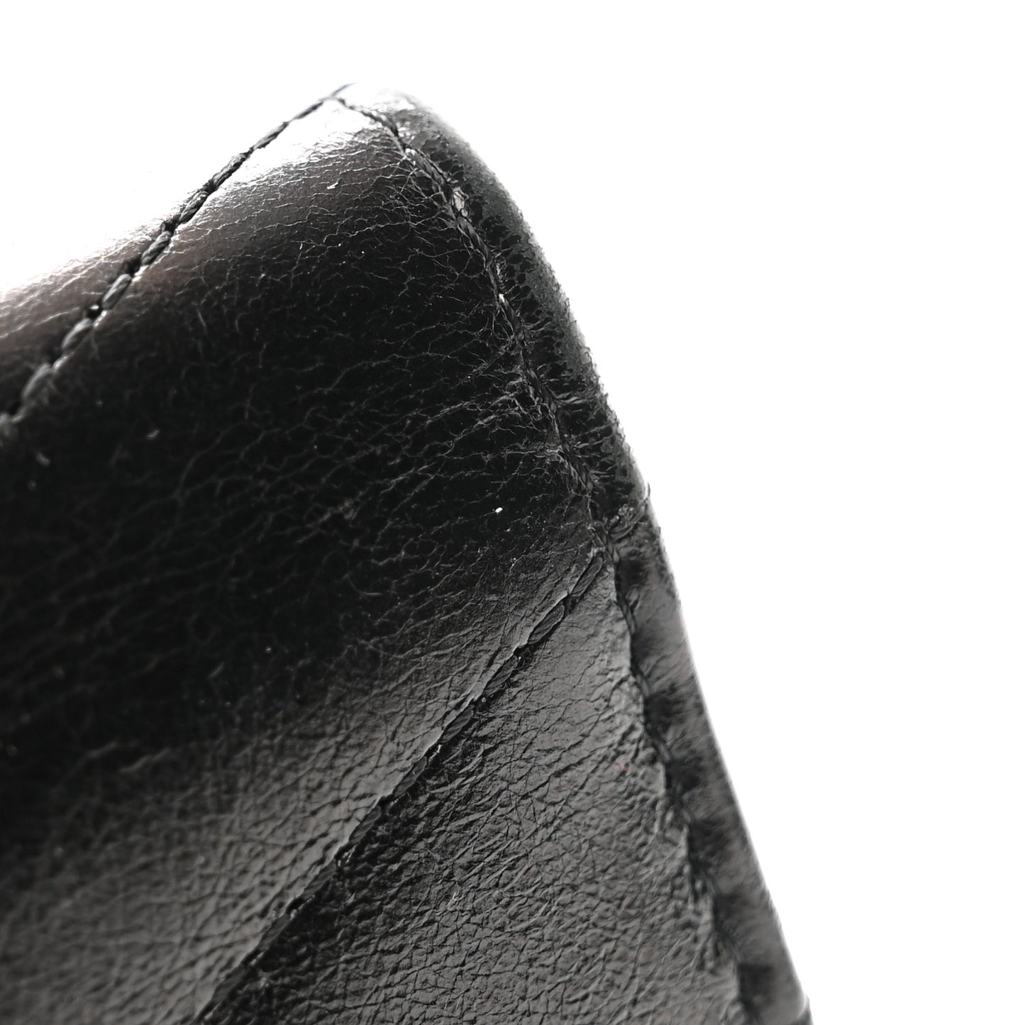 Calfskin Chevron Quilted Medal Flap Wallet Black